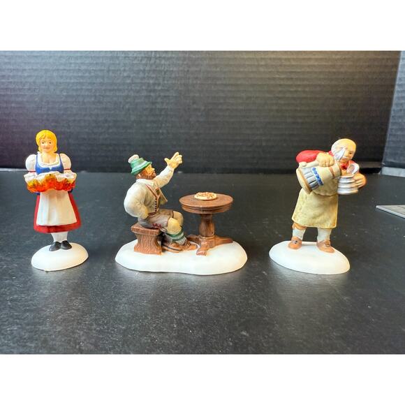 Dept 56 AT THE OCTOBERFEST Set of 3 Alpine Christmas Village Accessory 56302 - Picture 3 of 14